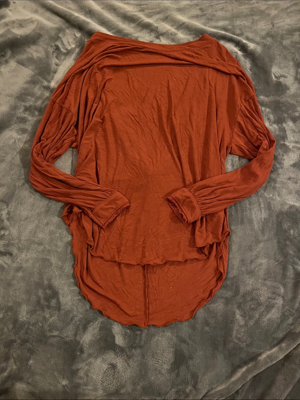 Free People Rust Long-Sleeve Scoop Neck Top